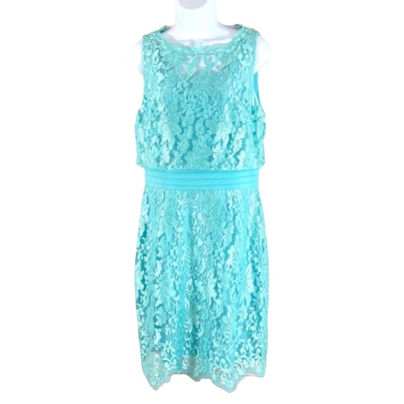 NEW Antonio MELANI Teal Lace Overlay Cocktail Dress Sz 14 - Picture 11 of 11